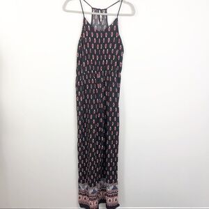 BLU PEPPER | Boho Paisley Print Jumpsuit Black Large
